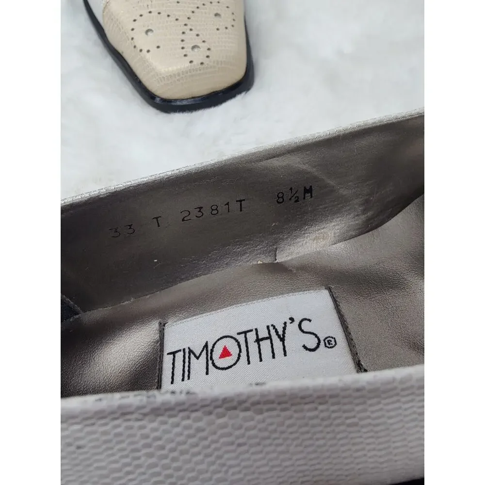 Vintage white cream cap Toe Kitten Heels Sz 8.5